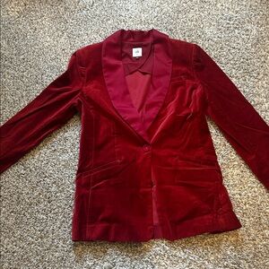 CAbi Deep Red Velvet Blazer